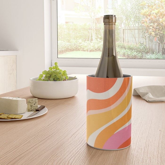 Bold Pink and Orange Groovy Swirl Abstract Pattern 70s Wine Chiller Gallery Image 4