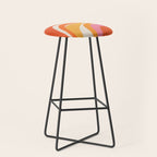 Bold Pink and Orange Groovy Swirl Abstract Pattern 70s Stool Gallery Image 1