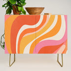 Bold Pink and Orange Groovy Swirl Abstract Pattern 70s Credenza Gallery Image 1