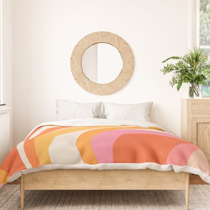 Bold Pink and Orange Groovy Swirl Abstract Pattern 70s Duvet Cover Gallery Image 3