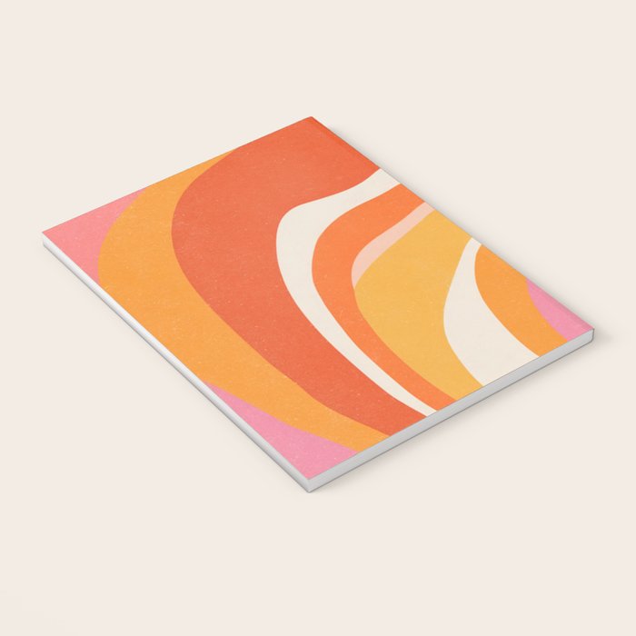 Bold Pink and Orange Groovy Swirl Abstract Pattern 70s Notebook Gallery Image 3
