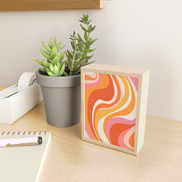 Bold Pink and Orange Groovy Swirl Abstract Pattern 70s Mini Art Print Gallery Image 2