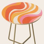 Bold Pink and Orange Groovy Swirl Abstract Pattern 70s Side Table Gallery Image 2