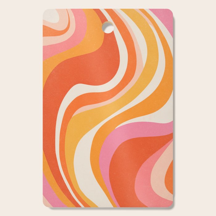 Bold Pink and Orange Groovy Swirl Abstract Pattern 70s Cutting Board Gallery Image 1