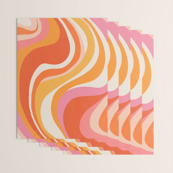 Bold Pink and Orange Groovy Swirl Abstract Pattern 70s Wrapping Paper Gallery Image 3