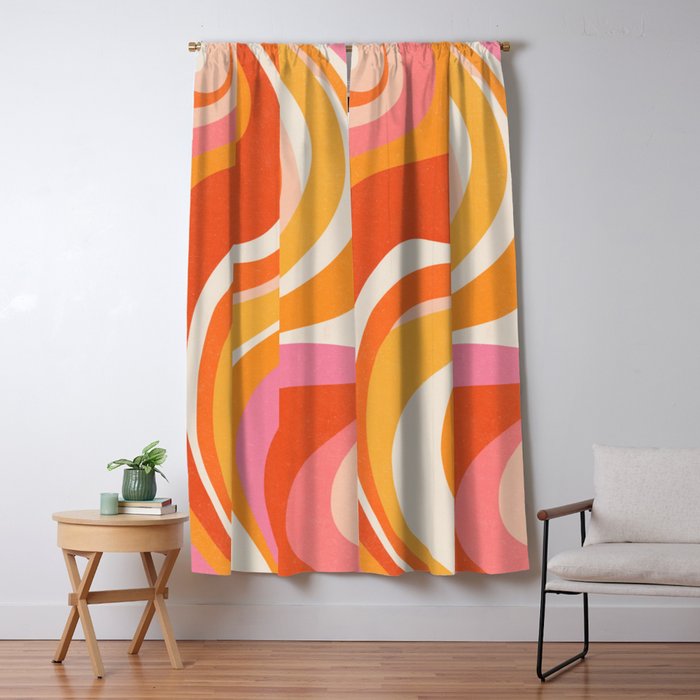 Bold Pink and Orange Groovy Swirl Abstract Pattern 70s Window Curtain Gallery Image 5