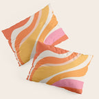 Bold Pink and Orange Groovy Swirl Abstract Pattern 70s Pillow Sham Gallery Image 3