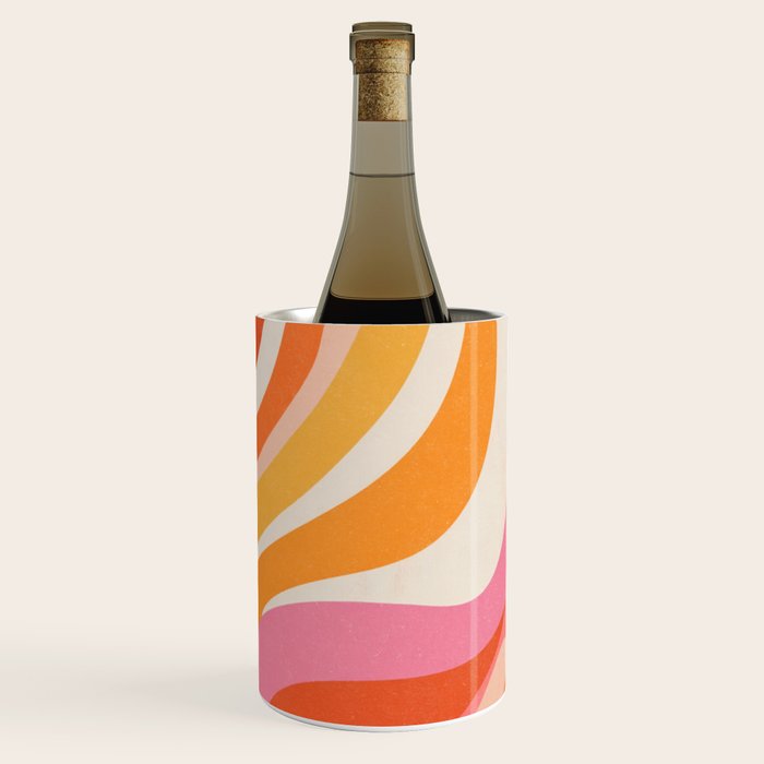 Bold Pink and Orange Groovy Swirl Abstract Pattern 70s Wine Chiller Gallery Image 3