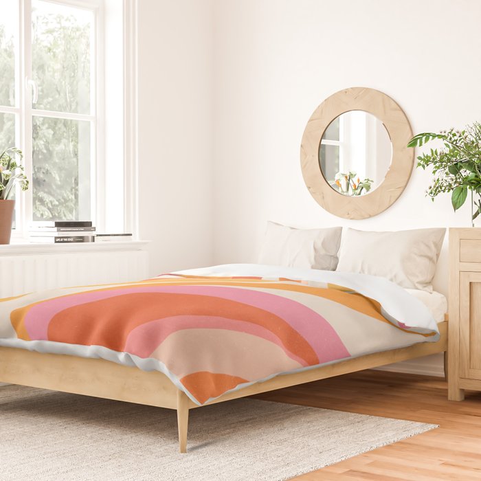 Bold Pink and Orange Groovy Swirl Abstract Pattern 70s Duvet Cover Gallery Image 2