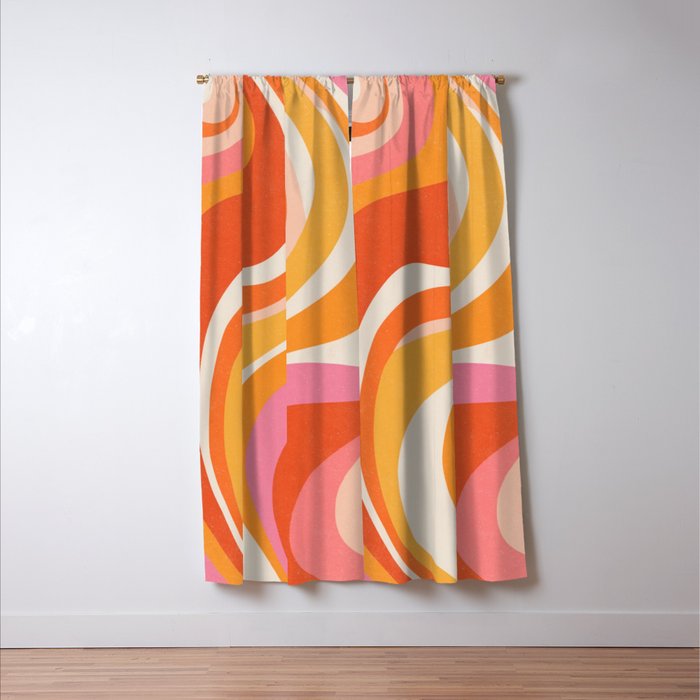 Bold Pink and Orange Groovy Swirl Abstract Pattern 70s Window Curtain Gallery Image 3