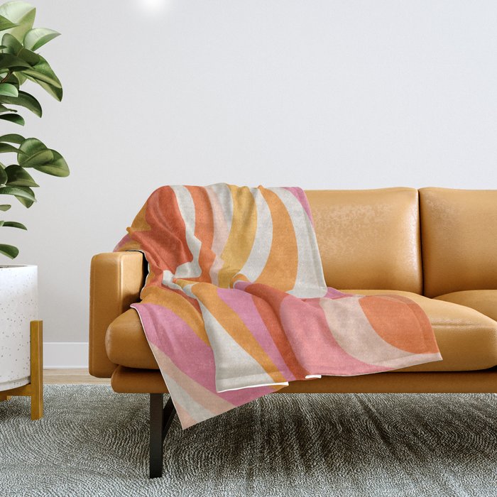 Bold Pink and Orange Groovy Swirl Abstract Pattern 70s Throw Blanket Gallery Image 1