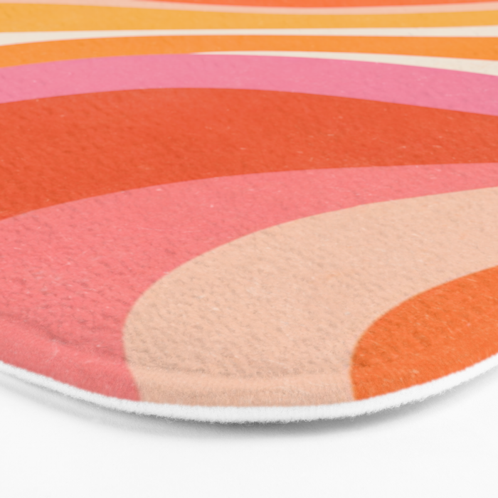 Bold Pink and Orange Groovy Swirl Abstract Pattern 70s Bath Mat Gallery Image 3