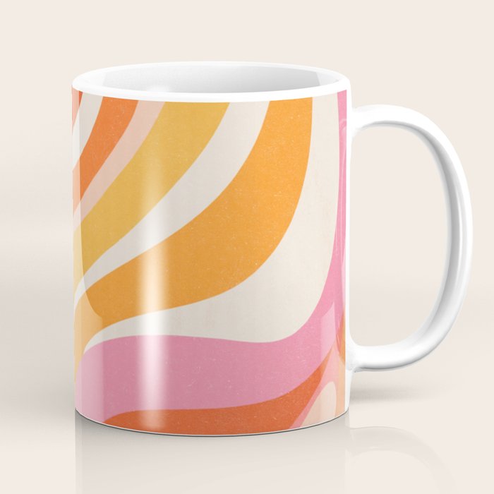 Bold Pink and Orange Groovy Swirl Abstract Pattern 70s Coffee Mug Gallery Image 1