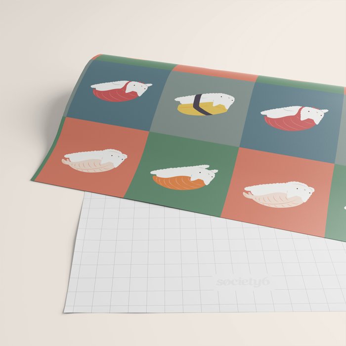 Sushi Cat 2x2 Wrapping Paper Gallery Image 2