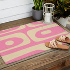 Mid Century Modern Retro Abstract Minimalist Pink Piquet Pattern Outdoor Rug Gallery Image 2