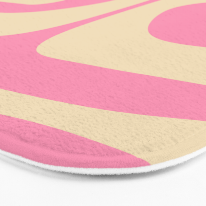 Mid Century Modern Retro Abstract Minimalist Pink Piquet Pattern Bath Mat Gallery Image 3