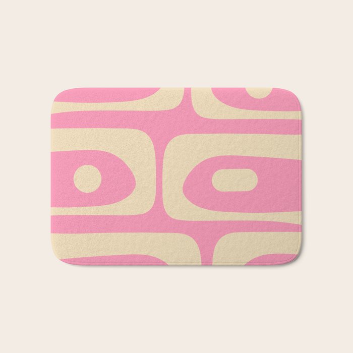 Mid Century Modern Retro Abstract Minimalist Pink Piquet Pattern Bath Mat Gallery Image 1