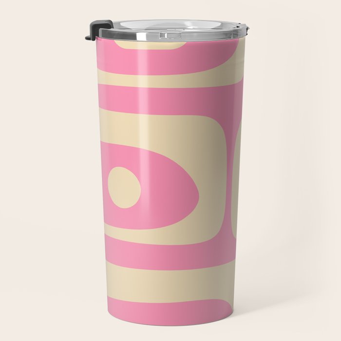 Mid Century Modern Retro Abstract Minimalist Pink Piquet Pattern Travel Mug Gallery Image 3
