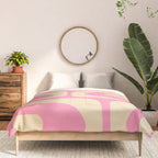 Mid Century Modern Retro Abstract Minimalist Pink Piquet Pattern Comforter Gallery Image 3