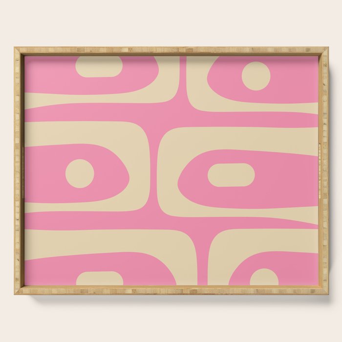 Mid Century Modern Retro Abstract Minimalist Pink Piquet Pattern Serving Tray Gallery Image 1