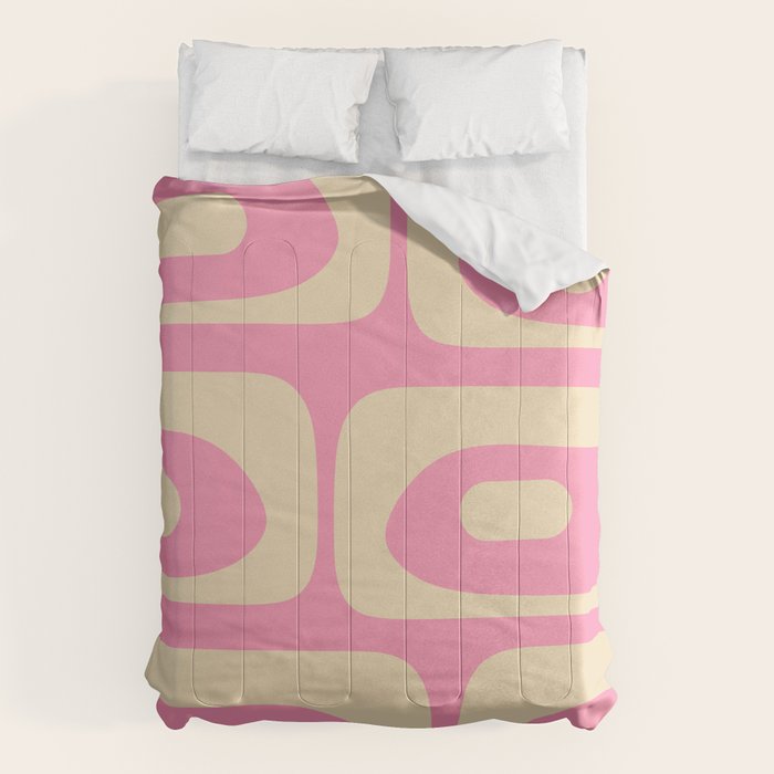 Mid Century Modern Retro Abstract Minimalist Pink Piquet Pattern Comforter Gallery Image 6