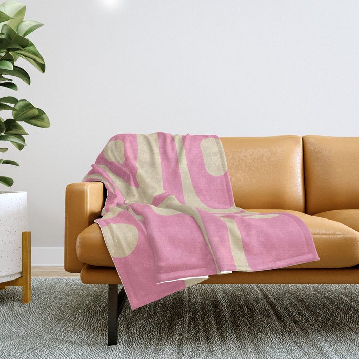 Mid Century Modern Retro Abstract Minimalist Pink Piquet Pattern Throw Blanket Gallery Image 1