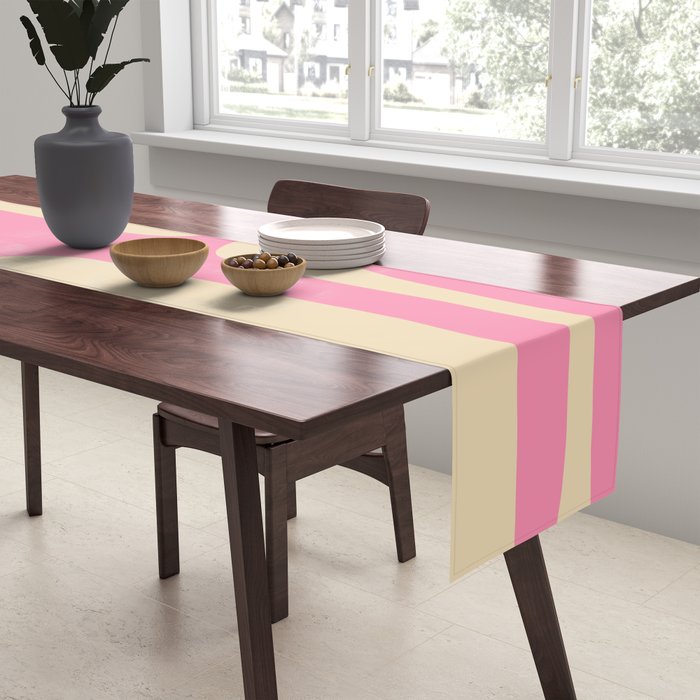 Mid Century Modern Retro Abstract Minimalist Pink Piquet Pattern Table Runner Gallery Image 2