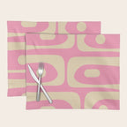 Mid Century Modern Retro Abstract Minimalist Pink Piquet Pattern Placemat Gallery Image 1