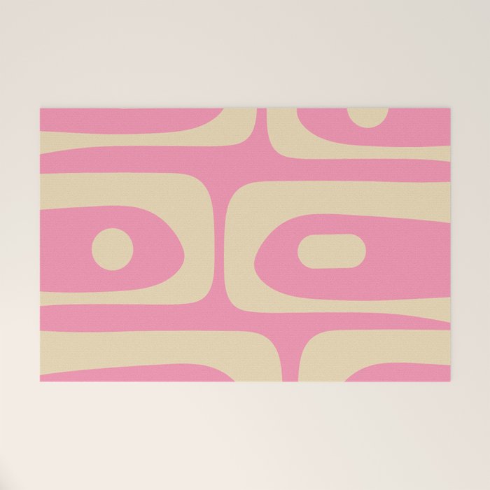 Mid Century Modern Retro Abstract Minimalist Pink Piquet Pattern Welcome Mat Gallery Image 1