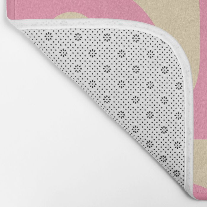 Mid Century Modern Retro Abstract Minimalist Pink Piquet Pattern Bath Mat Gallery Image 2