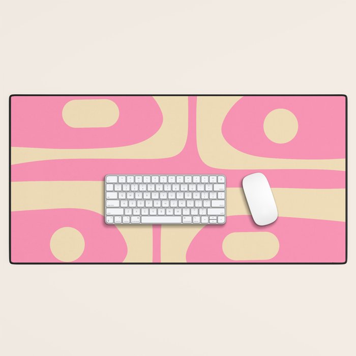 Mid Century Modern Retro Abstract Minimalist Pink Piquet Pattern Desk Mat Gallery Image 1