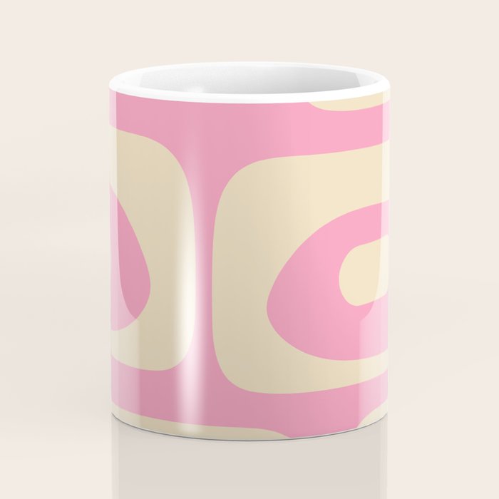 Mid Century Modern Retro Abstract Minimalist Pink Piquet Pattern Coffee Mug Gallery Image 4