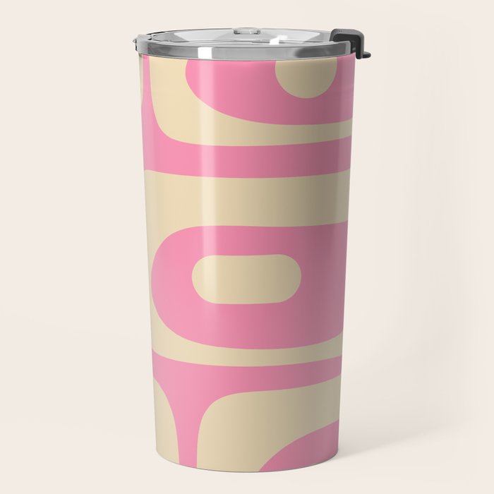 Mid Century Modern Retro Abstract Minimalist Pink Piquet Pattern Travel Mug Gallery Image 2