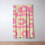 Mid Century Modern Retro Abstract Minimalist Pink Piquet Pattern Window Curtain Gallery Image 3