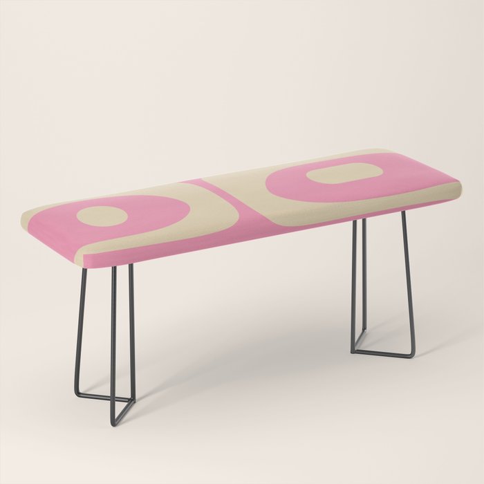 Mid Century Modern Retro Abstract Minimalist Pink Piquet Pattern Bench Gallery Image 1