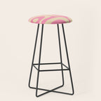 Mid Century Modern Retro Abstract Minimalist Pink Piquet Pattern Stool Gallery Image 1