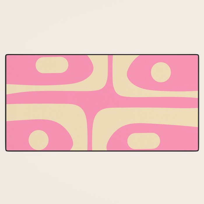 Mid Century Modern Retro Abstract Minimalist Pink Piquet Pattern Desk Mat Gallery Image 3