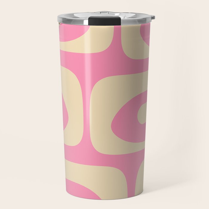 Mid Century Modern Retro Abstract Minimalist Pink Piquet Pattern Travel Mug Gallery Image 1