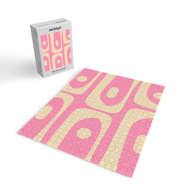 Mid Century Modern Retro Abstract Minimalist Pink Piquet Pattern Jigsaw Puzzle Gallery Image 2