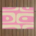 Mid Century Modern Retro Abstract Minimalist Pink Piquet Pattern Outdoor Rug Gallery Image 1