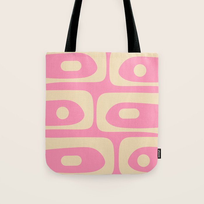 Mid Century Modern Retro Abstract Minimalist Pink Piquet Pattern Tote Bag Gallery Image 1