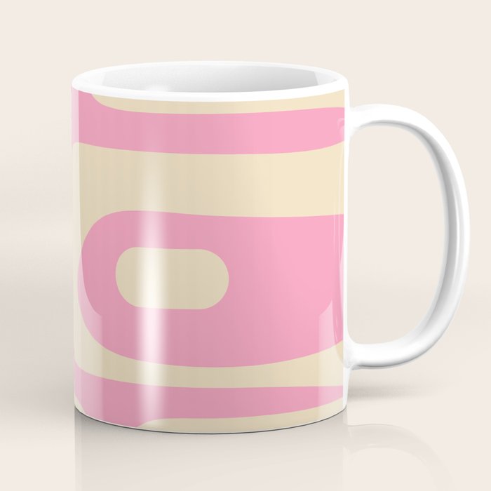 Mid Century Modern Retro Abstract Minimalist Pink Piquet Pattern Coffee Mug Gallery Image 1
