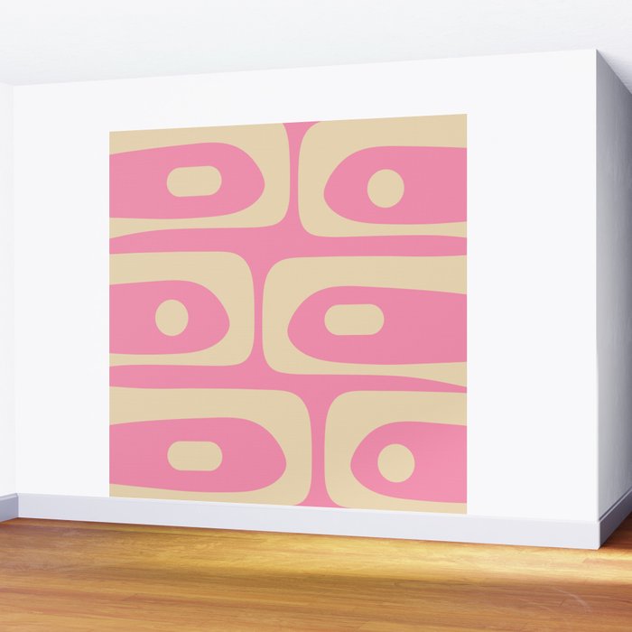 Mid Century Modern Retro Abstract Minimalist Pink Piquet Pattern Wall Mural Gallery Image 2