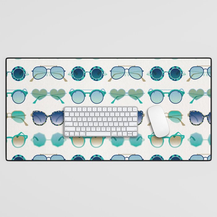 Sunglasses Collection - Turquoise & Navy Palette Desk Mat Gallery Image 1
