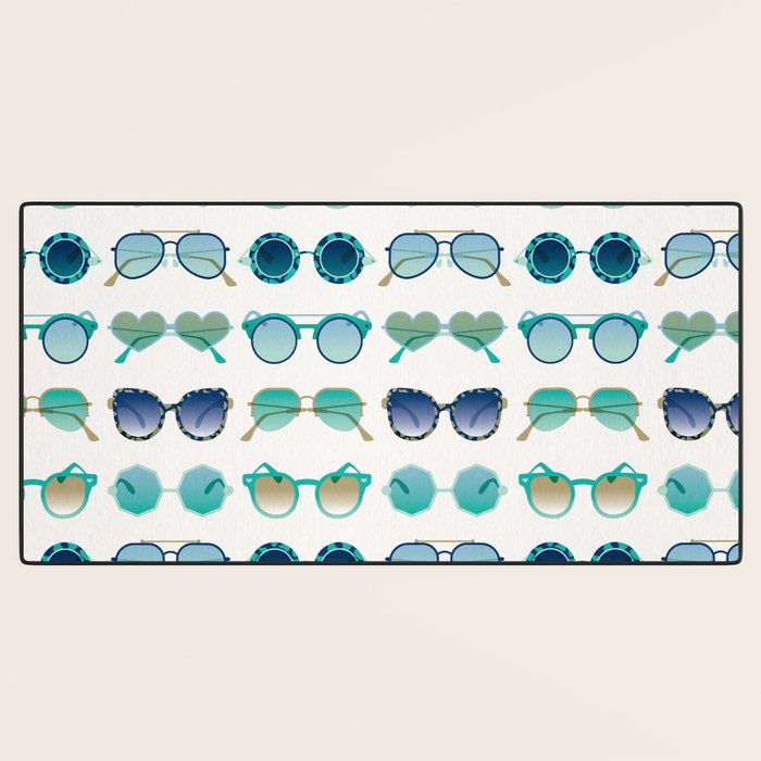 Sunglasses Collection - Turquoise & Navy Palette Desk Mat Gallery Image 3