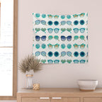 Sunglasses Collection - Turquoise & Navy Palette Wall Tapestry Gallery Image 2