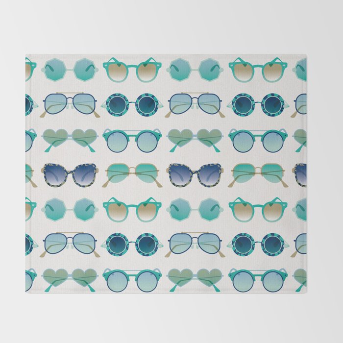 Sunglasses Collection - Turquoise & Navy Palette Throw Blanket Gallery Image 2