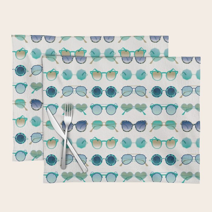 Sunglasses Collection - Turquoise & Navy Palette Placemat Gallery Image 1