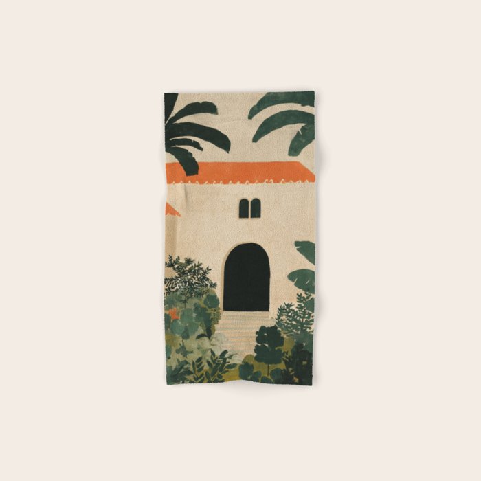 Mediterranean Villa with Lush Garden Vintage Architecture Bath Towel Gallery Image 1