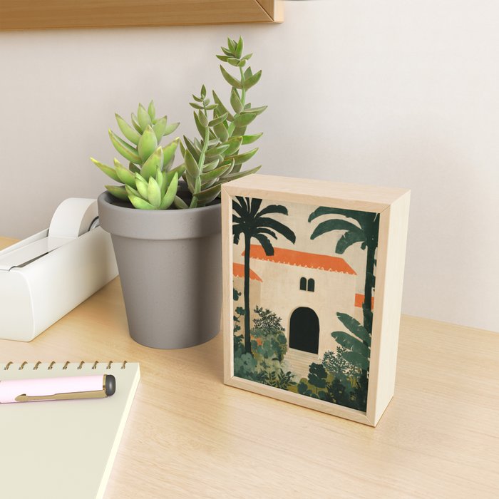 Mediterranean Villa with Lush Garden Vintage Architecture Mini Art Print Gallery Image 2